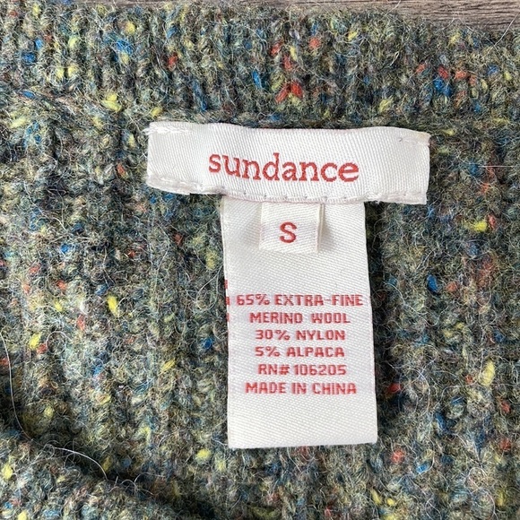 Sundance Merino Wool Blend Green Multi Fleck Ribbed Sweater, size small - Picture 2 of 9